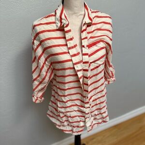 Old Navy Red and White Striped Button Down Shirt